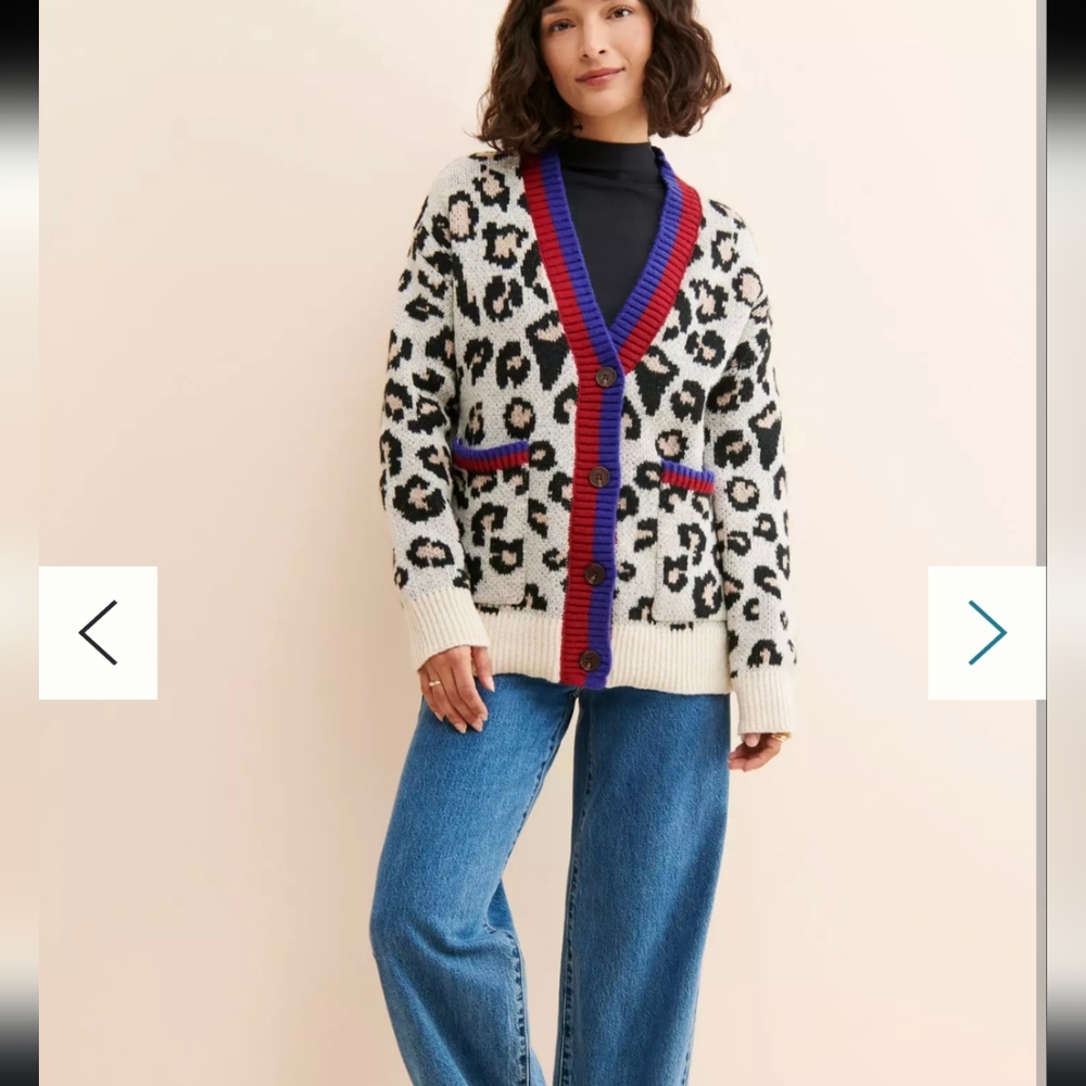 Vigoss Leopard Animal Print Cardigan Small